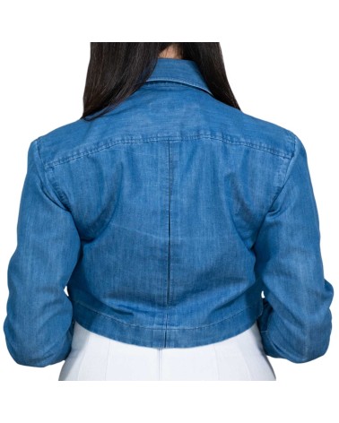 Denim Stone Washed Western Crop Woman Crop Shirt