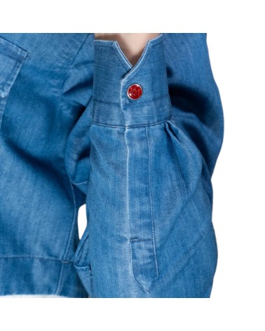 Denim Stone Washed Western Crop Woman Crop Shirt