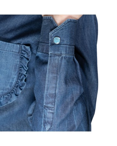 Denim Stone Washed Ruched Woman Shirt