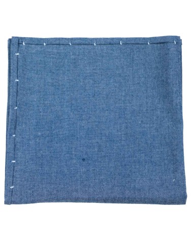 Denim Stone Washed Pocket Square with Half Stitch