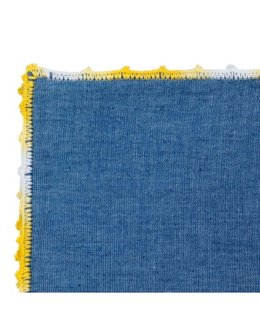 Denim Stone Washed Pocket Square with Pizzillo Stitch