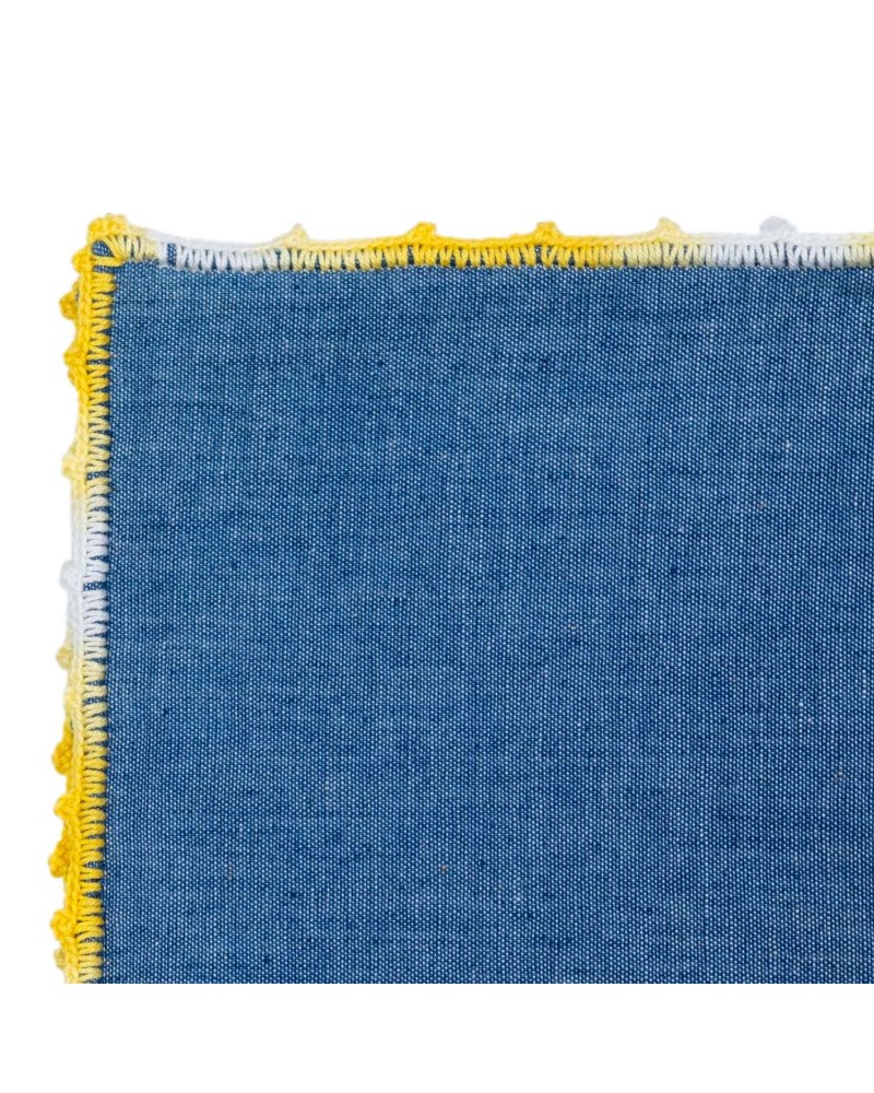 Denim Stone Washed Pocket Square with Pizzillo Stitch