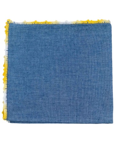 Denim Stone Washed Pocket Square with Pizzillo Stitch