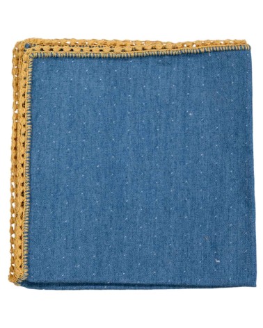 Denim Stone Washed Pocket Square with Half Stitch